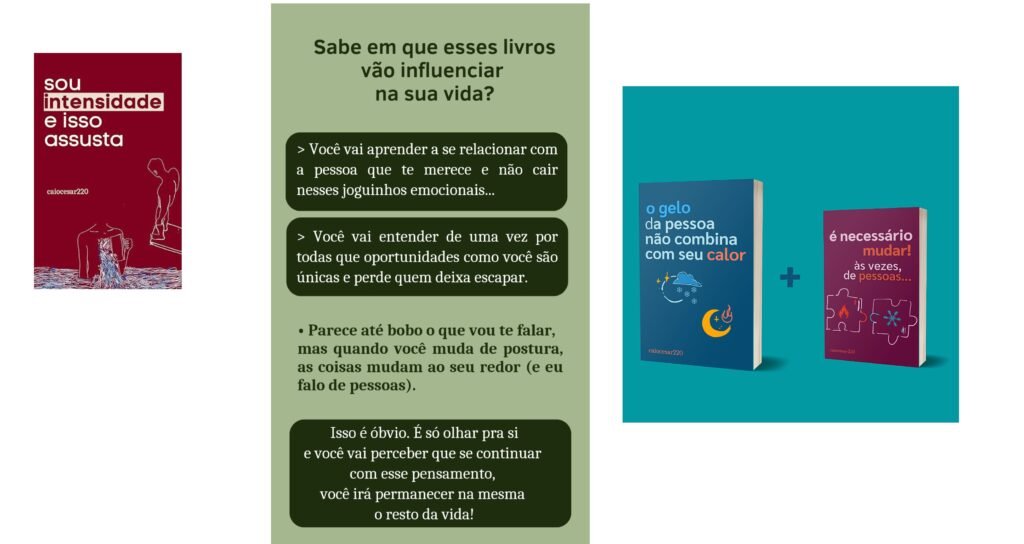 Caiocesar220 os melhores Livros: Gelo não combina - Sou Intensidade e Isso me assusta VENDER E LUCRAR